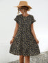 Frill Floral Round Neck Short Sleeve Tiered Dress - Odaingerous